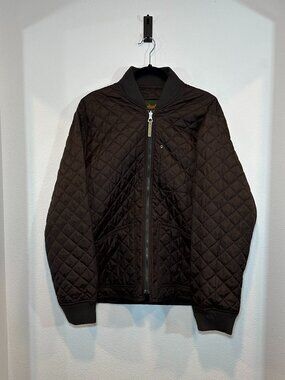 VINTAGE 2005 Timberland Brown Men's Quilted Puffer Embroidered Jacket Size Large